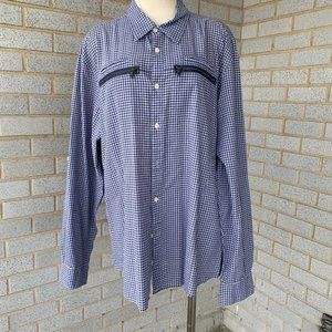 JOHN VARVATOS USA MENS BUTTON DOWN SHIRT ZIPPED POCKETS SIZE XXL 100% COTTON
